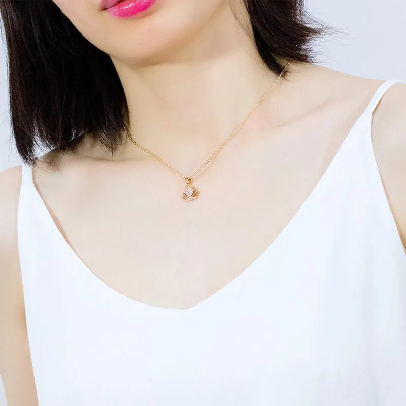 Copper Plated Crown Zircon Necklace Bohemian Style