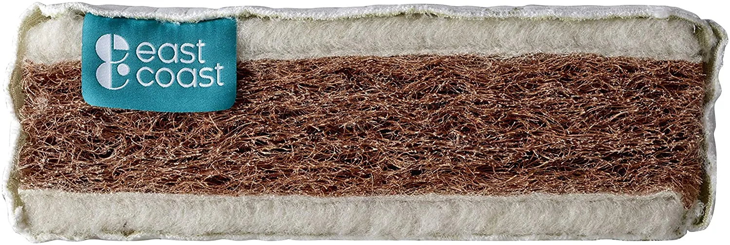 Cot Bed 100% Natural Mattress with Washable Bamboo Cover | Natural coir and wool filling | 140 x 70cm