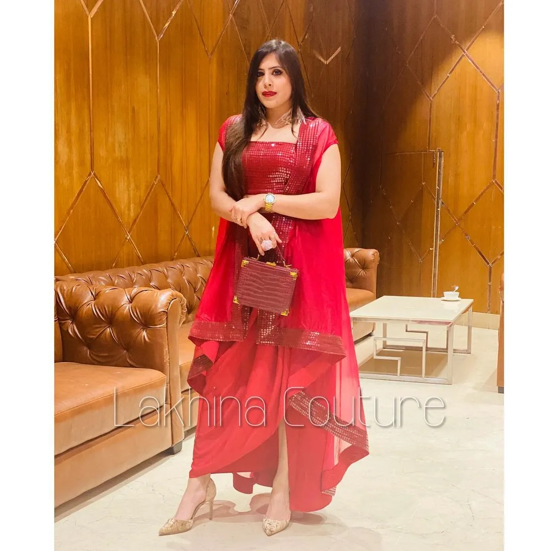 Cranberry Dhoti Set