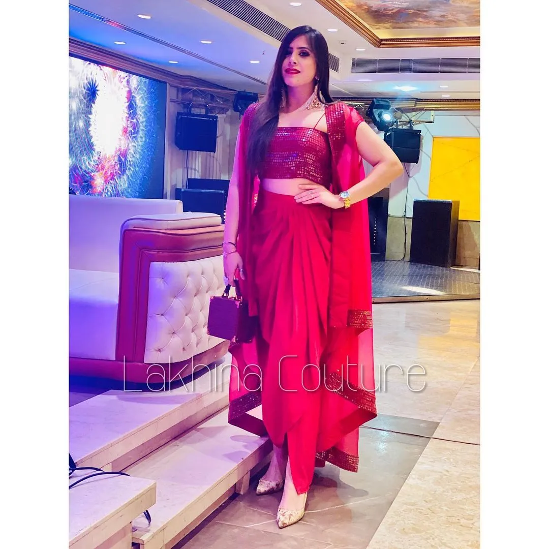 Cranberry Dhoti Set