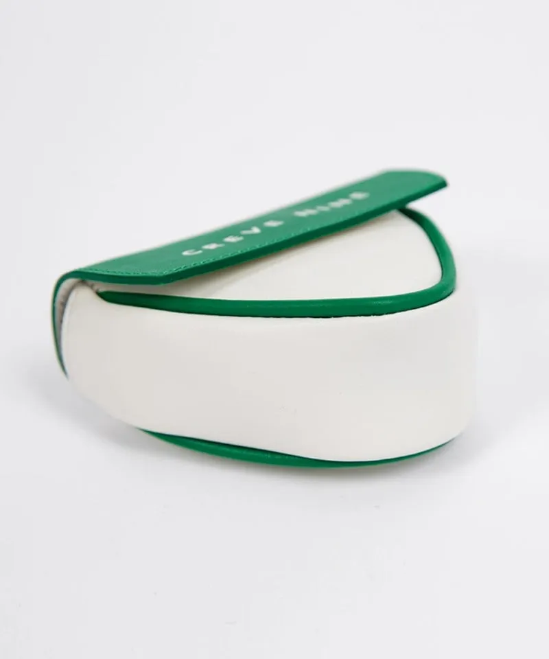 CREVE NINE: Triangular Leather Ball Pouch - Green
