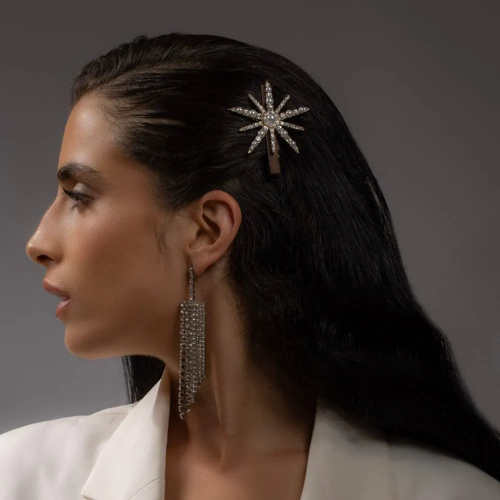 Crystal & Pearl Starburst Beak Clip