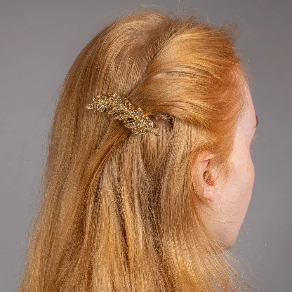 Crystal Leaf Hair Clip