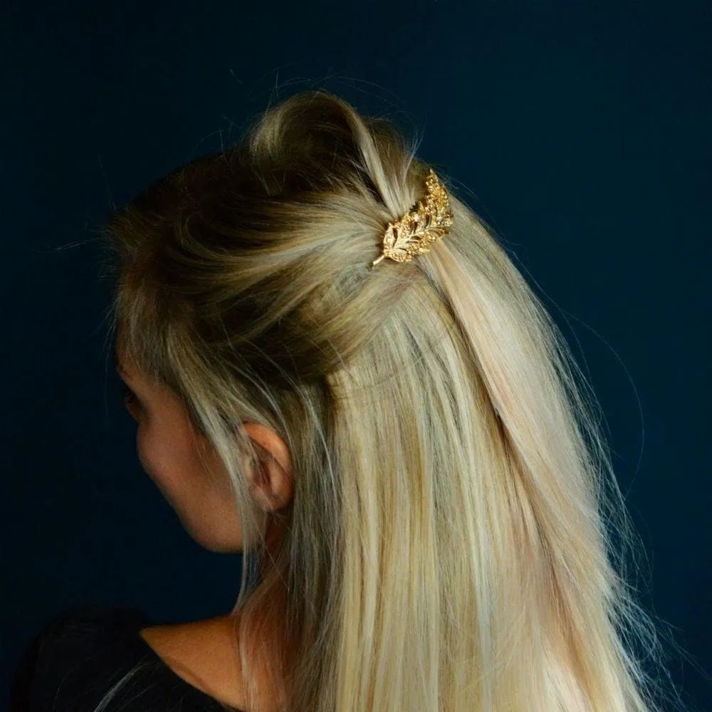 Crystal Leaf Hair Clip