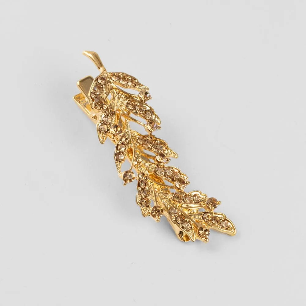 Crystal Leaf Hair Clip