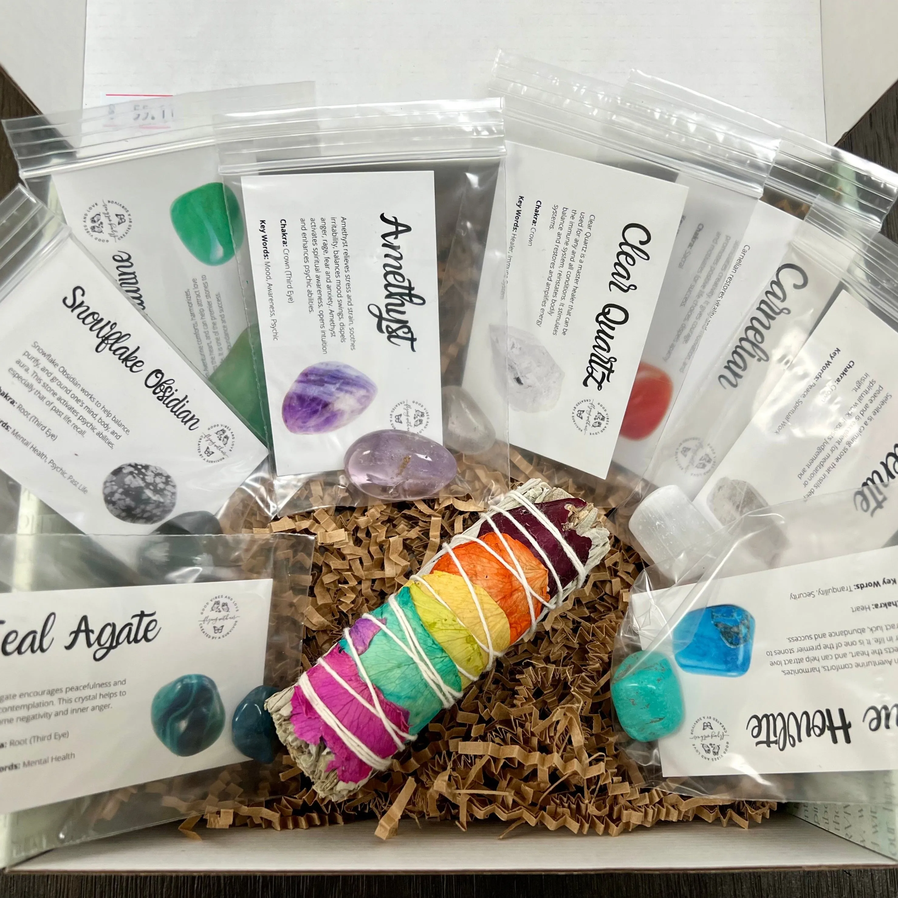 Crystal Starter Gift Box w/ White Sage  Rose