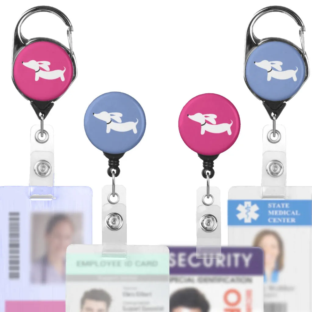 Dachshund Badge Holder | Clip or Carabiner-style