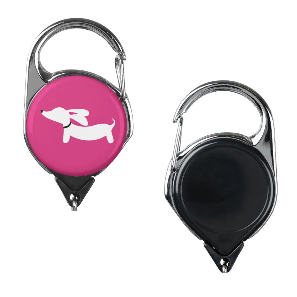 Dachshund Badge Holder | Clip or Carabiner-style