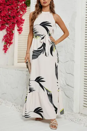 Daydream Leaflet Full-Length Halter Dress