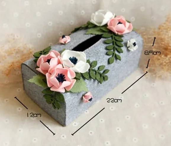 DIY Kit Felt Flowers Animal Cloth Tissue Case Box