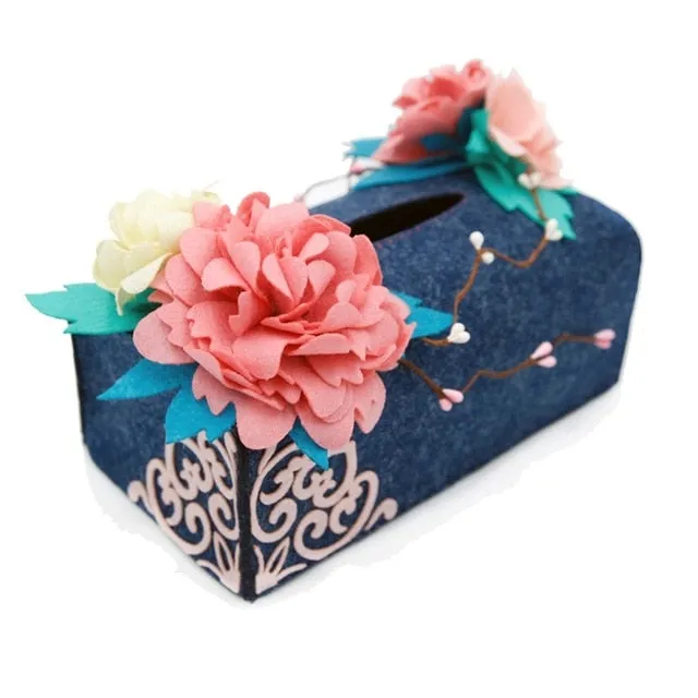 DIY Kit Felt Flowers Animal Cloth Tissue Case Box