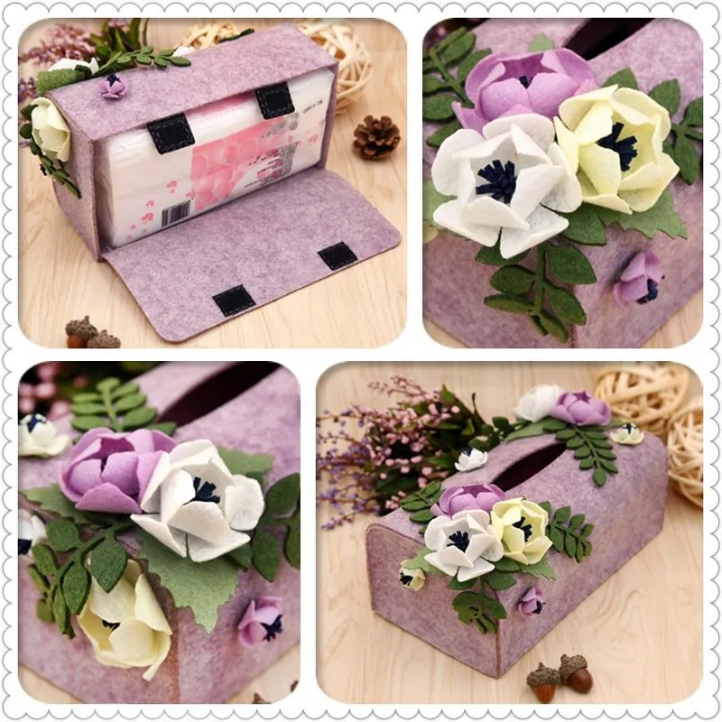 DIY Kit Felt Flowers Animal Cloth Tissue Case Box