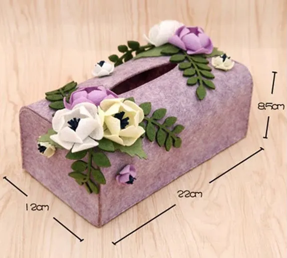 DIY Kit Felt Flowers Animal Cloth Tissue Case Box