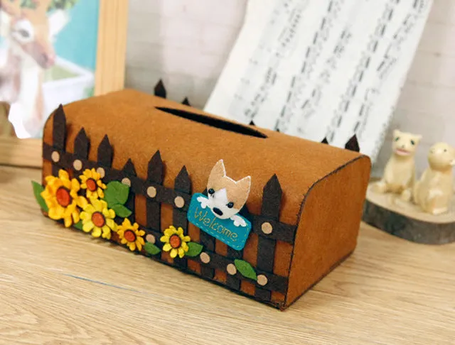 DIY Kit Felt Flowers Animal Cloth Tissue Case Box
