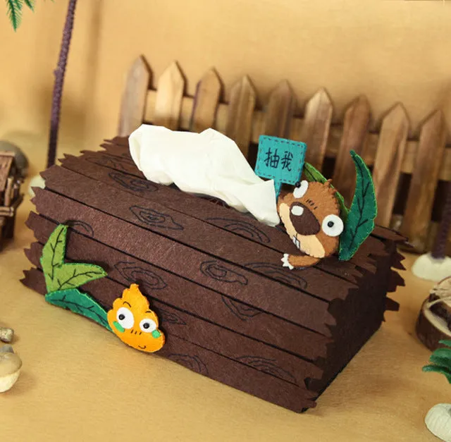DIY Kit Felt Flowers Animal Cloth Tissue Case Box