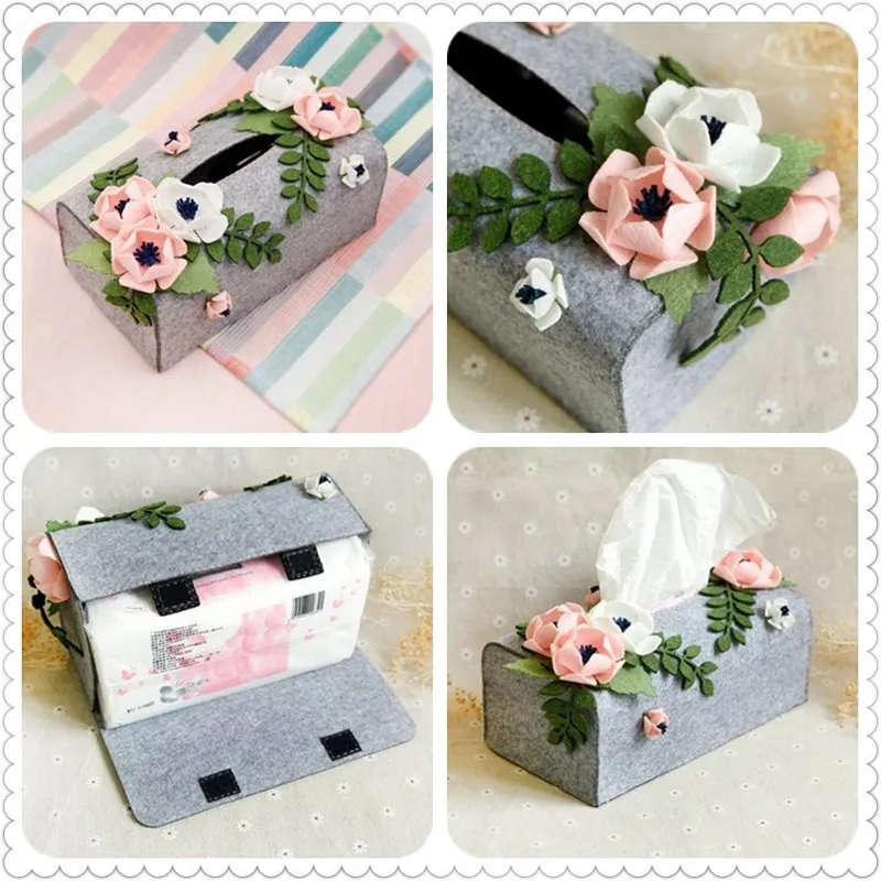 DIY Kit Felt Flowers Animal Cloth Tissue Case Box