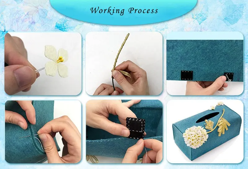 DIY Kit Felt Flowers Animal Cloth Tissue Case Box