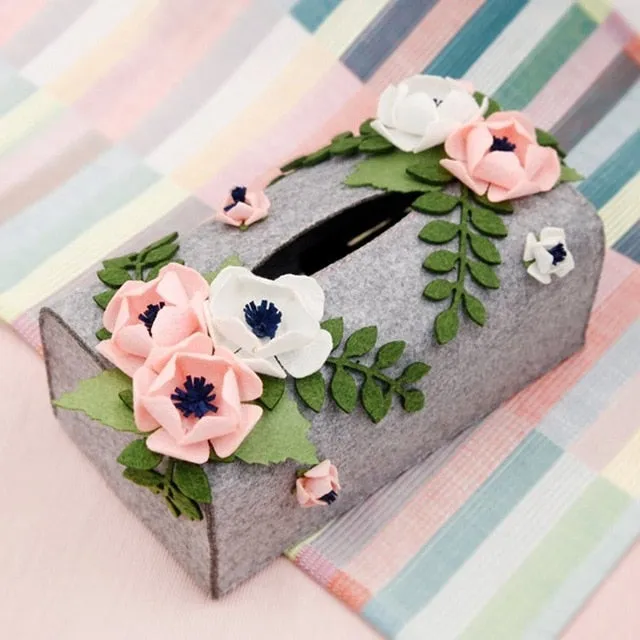 DIY Kit Felt Flowers Animal Cloth Tissue Case Box