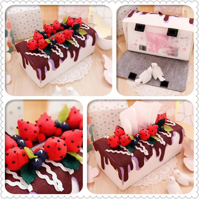 DIY Kit Felt Flowers Animal Cloth Tissue Case Box