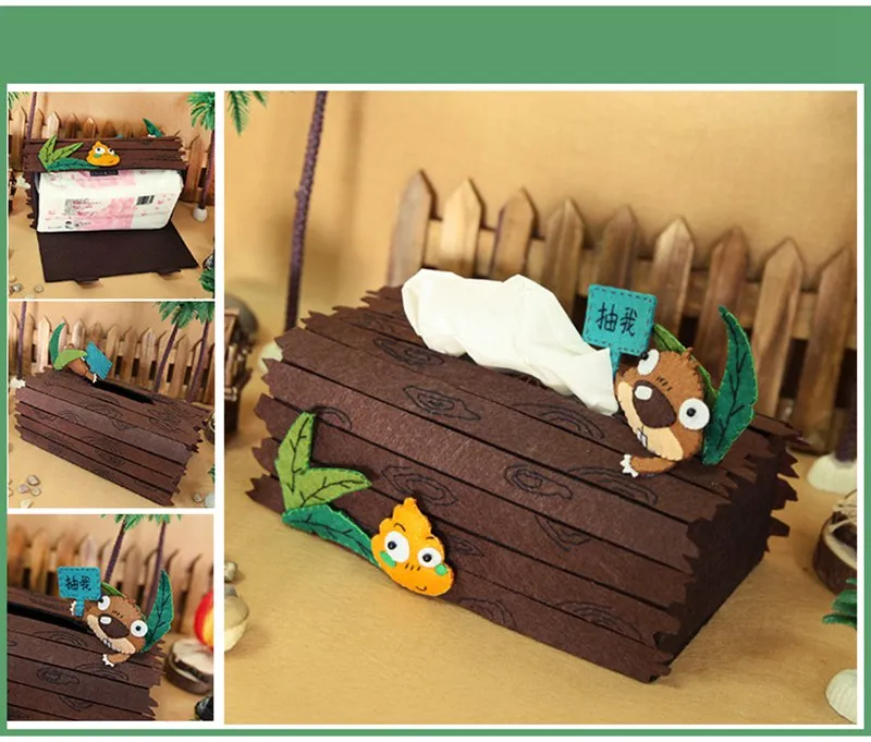 DIY Kit Felt Flowers Animal Cloth Tissue Case Box