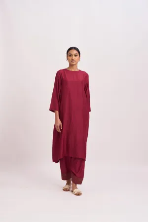 Dot   I   Pocket Style Lusail Kurta Set Cotton Silk Fabric is used in Kurta set Deep Red  SS24-PS-R