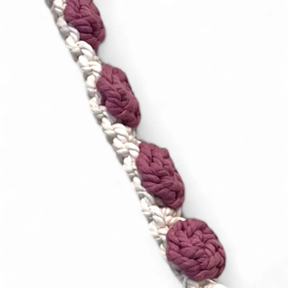 Ecru & Dusty Rose Macrame Shoulder Bag