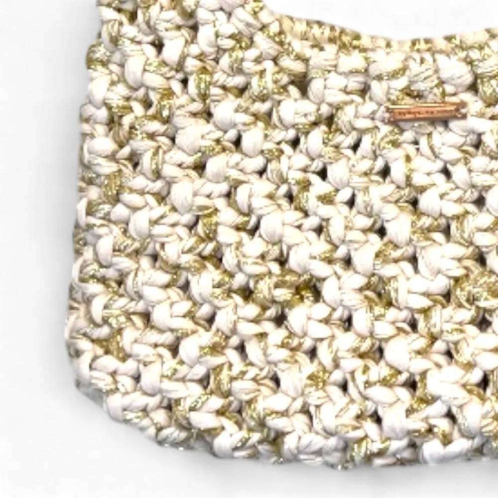Ecru & Gold  Macrame Shoulder Bag