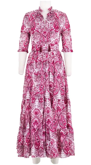 Eden Dress Crew Neck 3/4 Sleeve Maxi Length Cotton Musola (Russian Paisley)