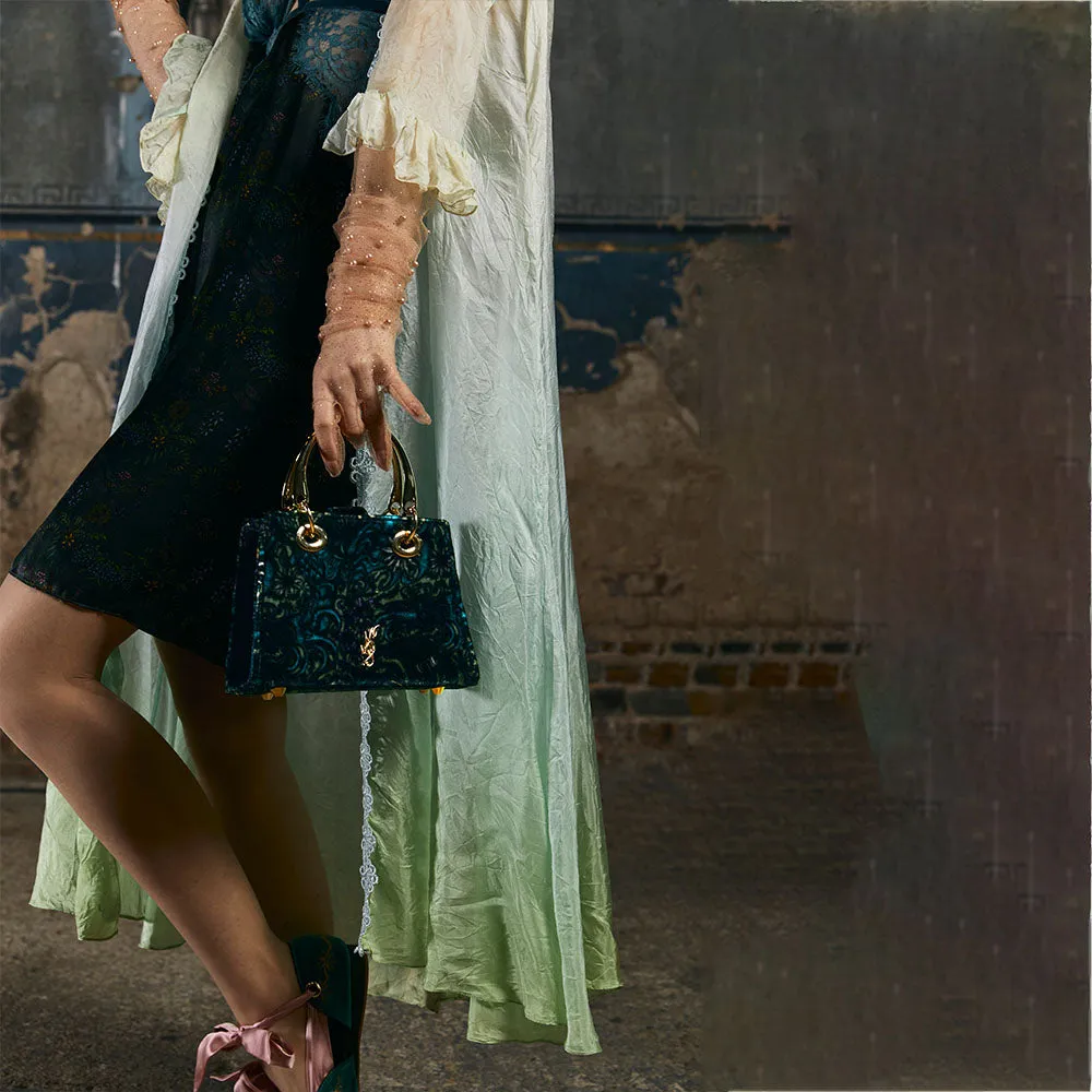 Elowyn Silk Coat in Ombre Green