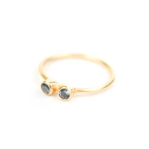 Emily Rogstad Double Studded Lab Zircon & Aquamarine Stacking Ring