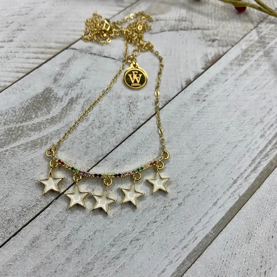 Enameled Multi Star Necklace 300-14 | Erika Williner Designs