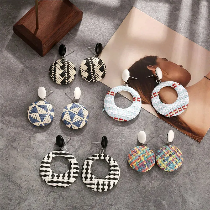 Ethnic Braided Big Circle Dangle Earring