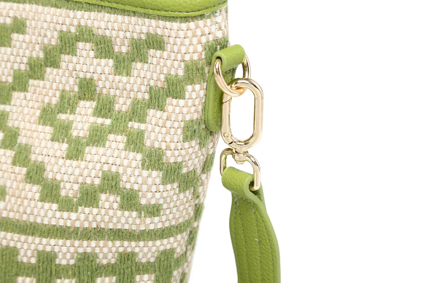 Ethnic geometric pattern woven tote with detachable strap and charm wholesale