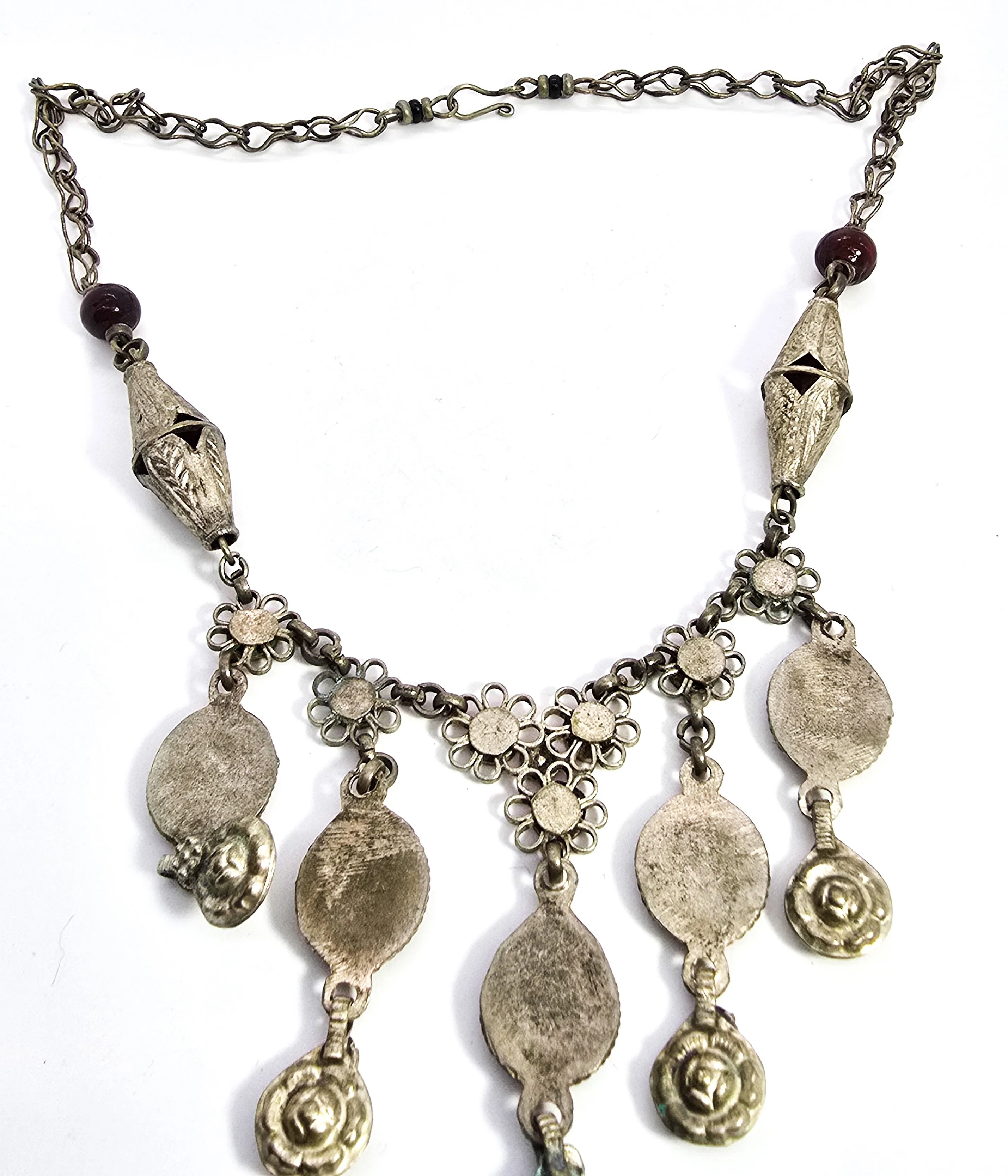 Ethnic Kuchi Style vintage Necklace in Silver Metal and Lapis-Lazuli gemstone
