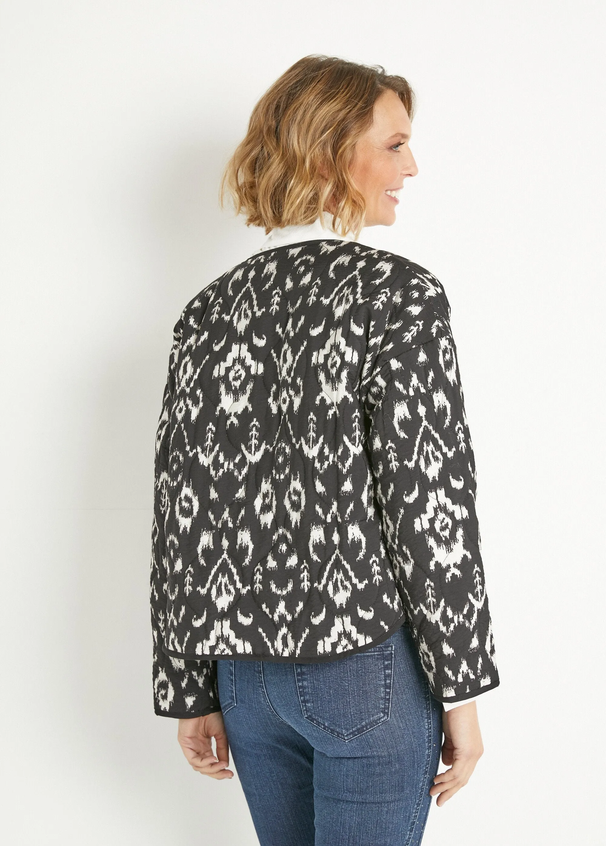Ethnic print quilted jacket