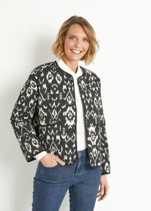 Ethnic print quilted jacket