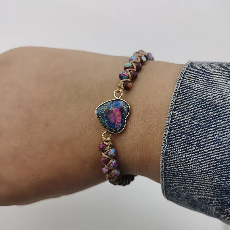 Ethnic Style Heart Shaped Braided Bracelet（Adjustable length）