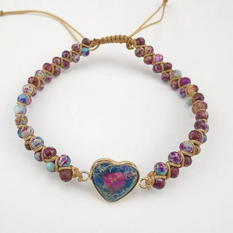 Ethnic Style Heart Shaped Braided Bracelet（Adjustable length）