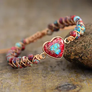 Ethnic Style Heart Shaped Braided Bracelet（Adjustable length）