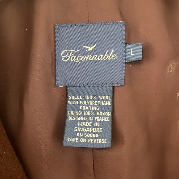 Faconnable brown wool coat size L