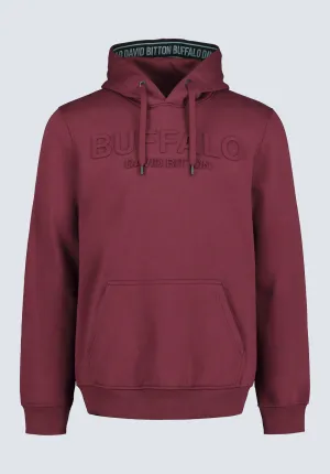 Fadol Men's Embossed Logo Hooded Sweatshirt, Dark red - BPM13610V