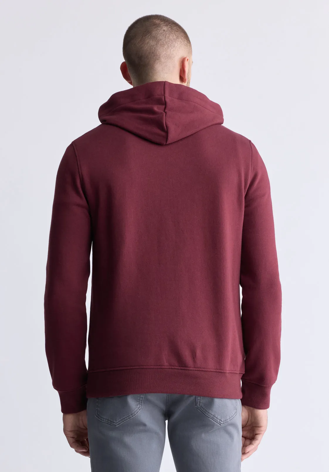 Fadol Men's Embossed Logo Hooded Sweatshirt, Dark red - BPM13610V