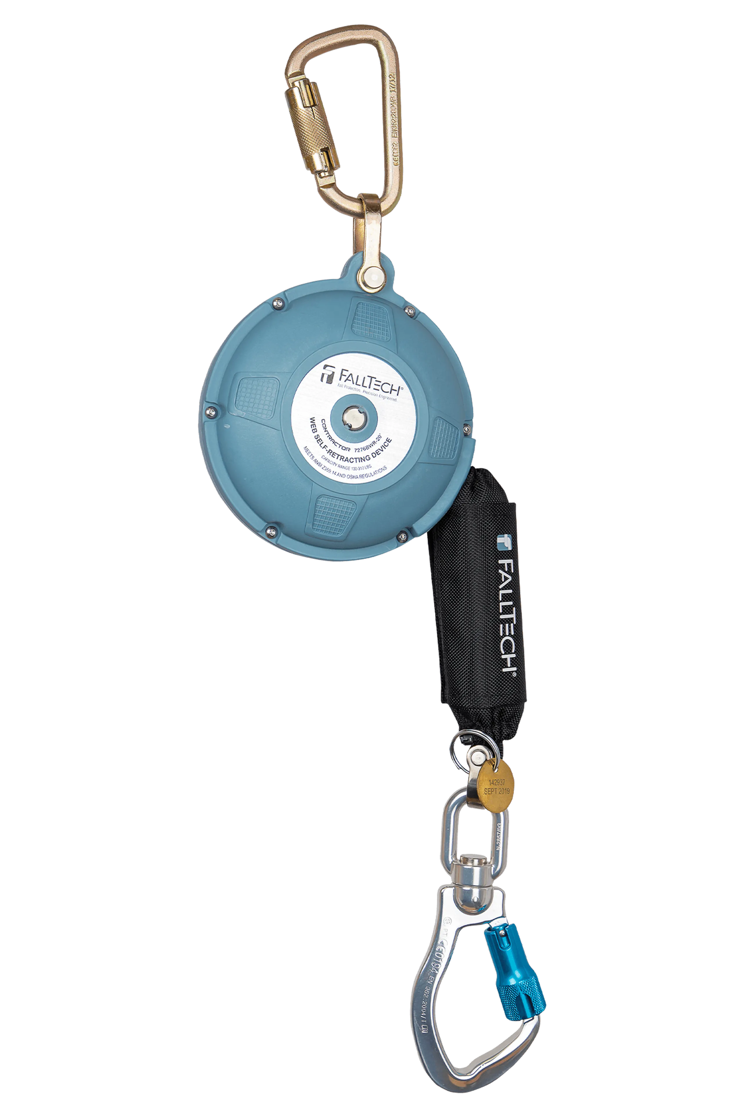 FallTech 7276BWR 20' Contractor Web SRL with Swivel Aluminum Carabiner