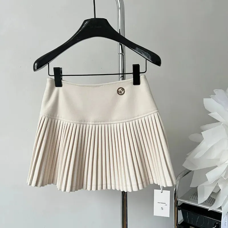 Fashion  Short Skirt Autumn Winter American Style Cheerleading Skirt Straight A-line High Waist Mini Skirt