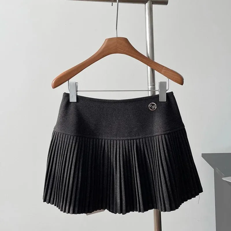 Fashion  Short Skirt Autumn Winter American Style Cheerleading Skirt Straight A-line High Waist Mini Skirt