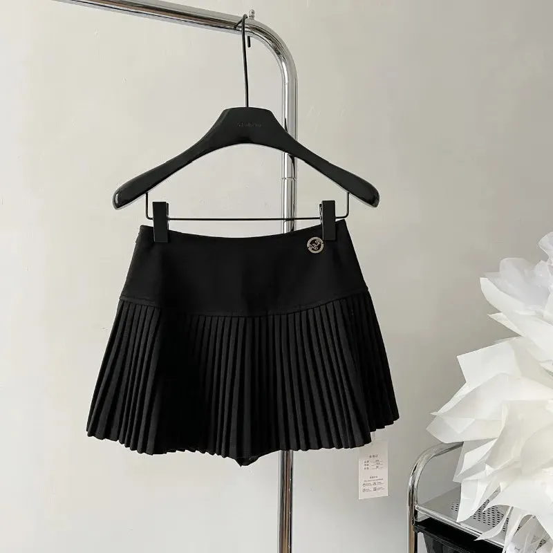 Fashion  Short Skirt Autumn Winter American Style Cheerleading Skirt Straight A-line High Waist Mini Skirt