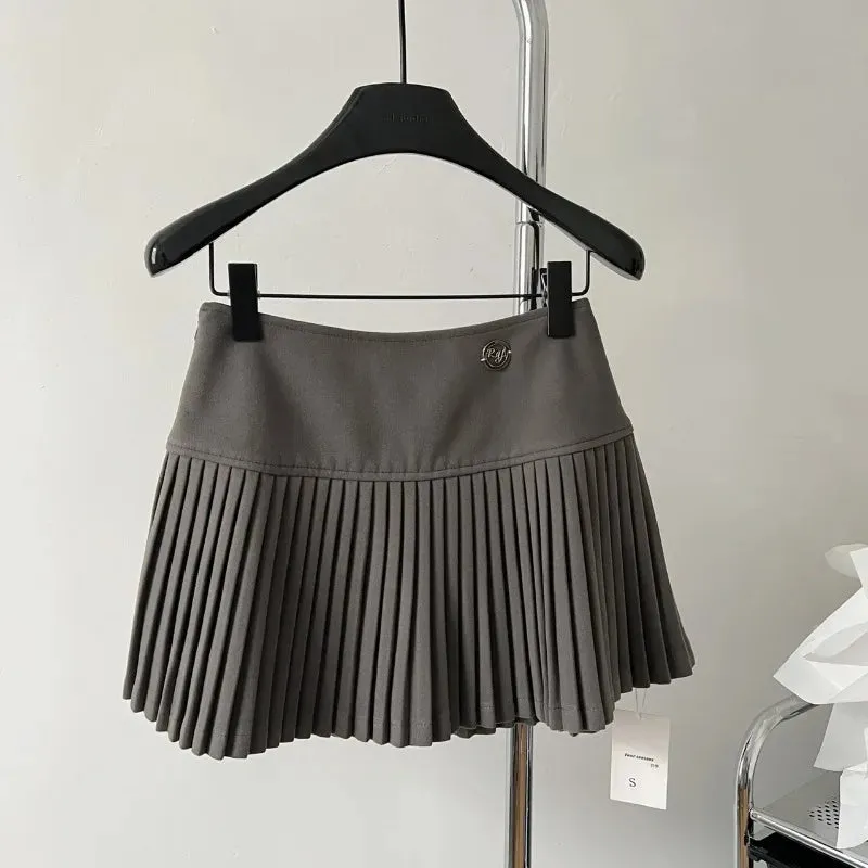 Fashion  Short Skirt Autumn Winter American Style Cheerleading Skirt Straight A-line High Waist Mini Skirt