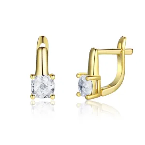 Fashion Stud Earrings with Copper Gold Color & Zirconia Stone, Jewelry Gift for Women