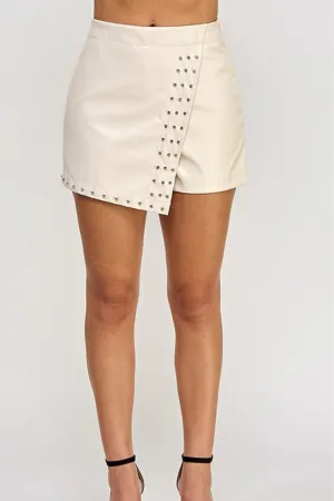 Faux Leather Studded Skort