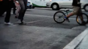 Feet of People walking on Hollywood Blvd.